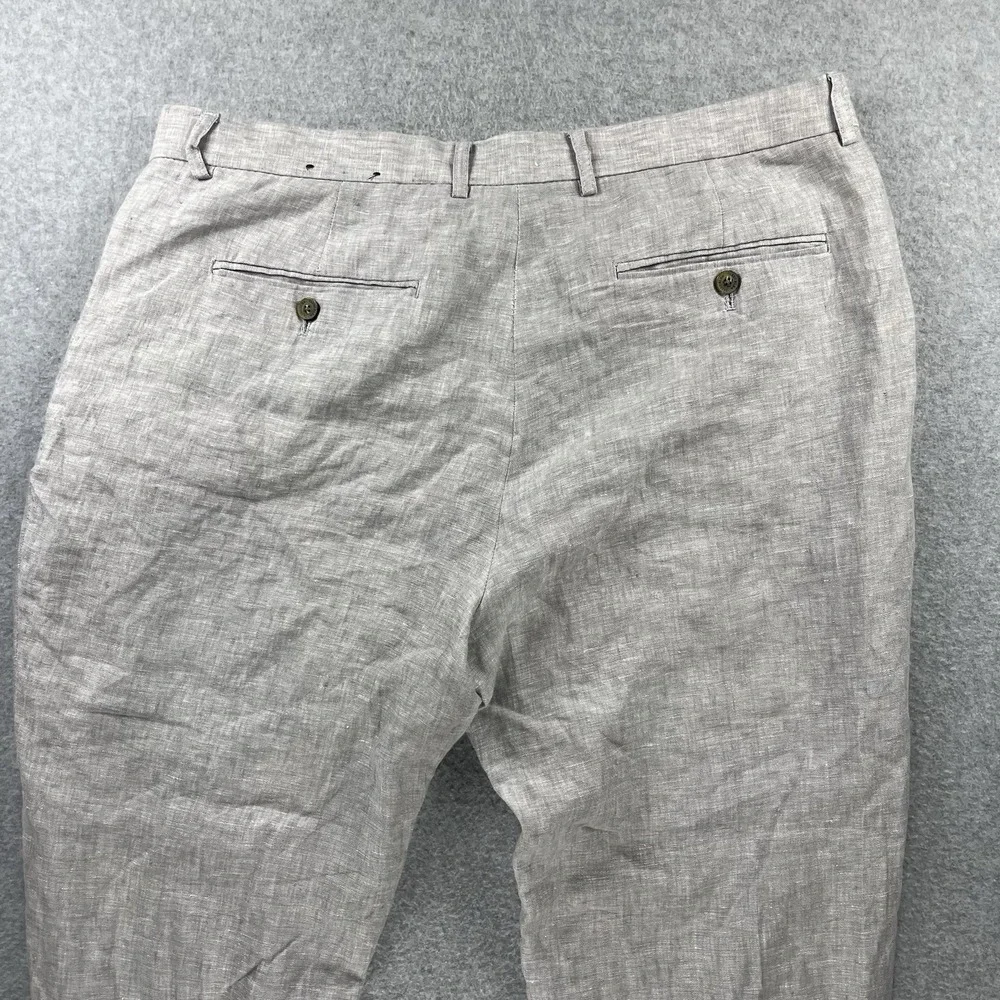 Tasso Elba Mens 100% Linen Pants 36x32 Light Gray Flat Front Casual Summer